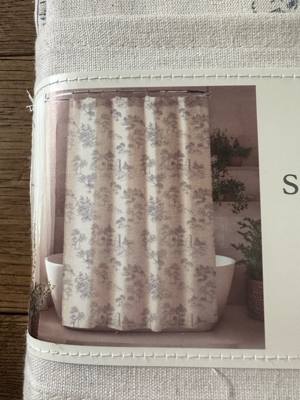 New Toile De Jouy Shower Curtain English Cottage Style Cotton Linen - Picture 2 of 7